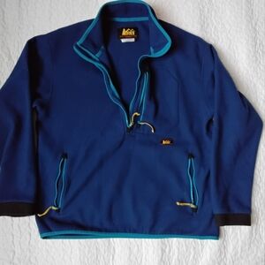 REI Blue Half-Zip Pullover with Yellow Accents